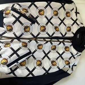 Versace Men’s Black, White, & Gold Medusa Bomber Jacket